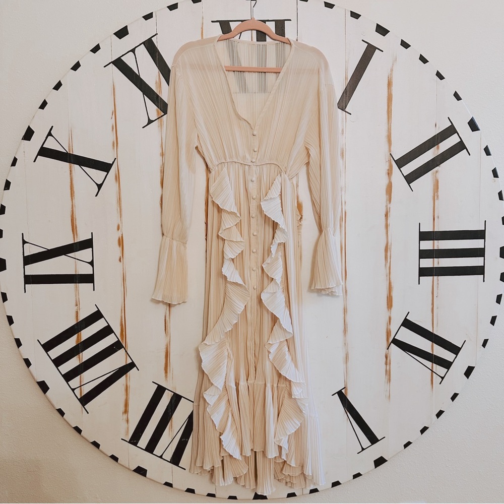 Elegant Cream Ruffle Dress